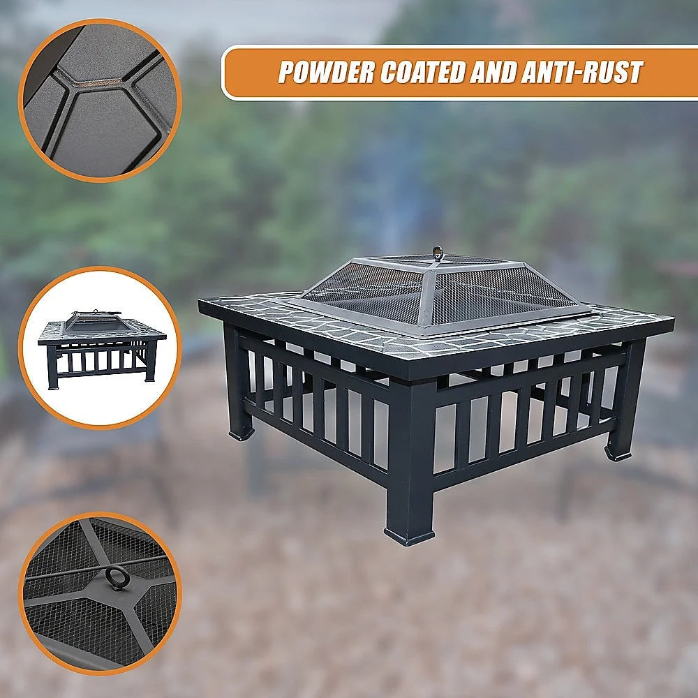 Square Metal Fire Pit Outdoor Heater 18’’ - Home & Garden >