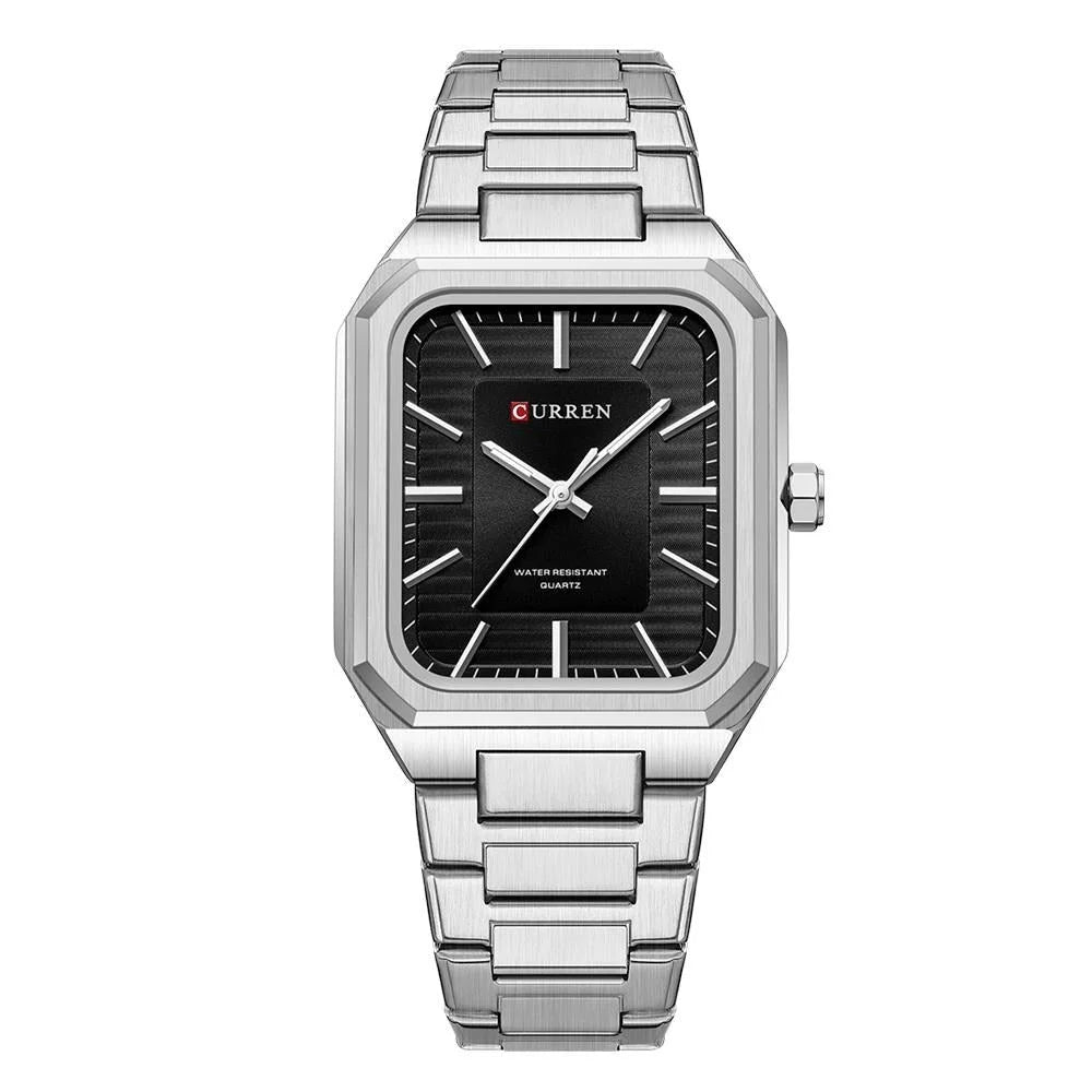 Square Steel Strap Men Quartz Watch - Business Style