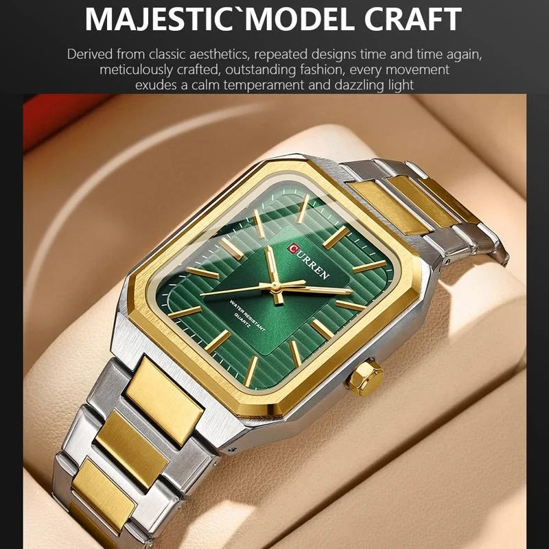 Square Steel Strap Men Quartz Watch - Business Style