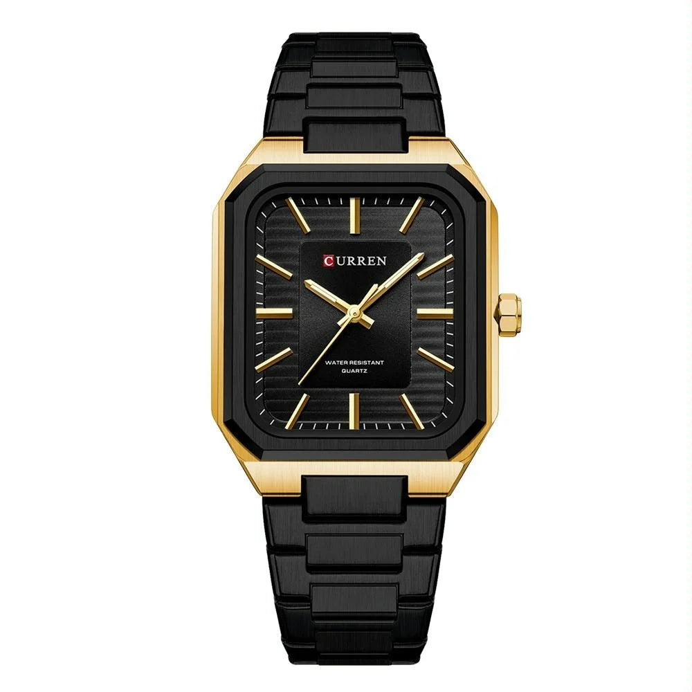 Square Steel Strap Men Quartz Watch - Business Style