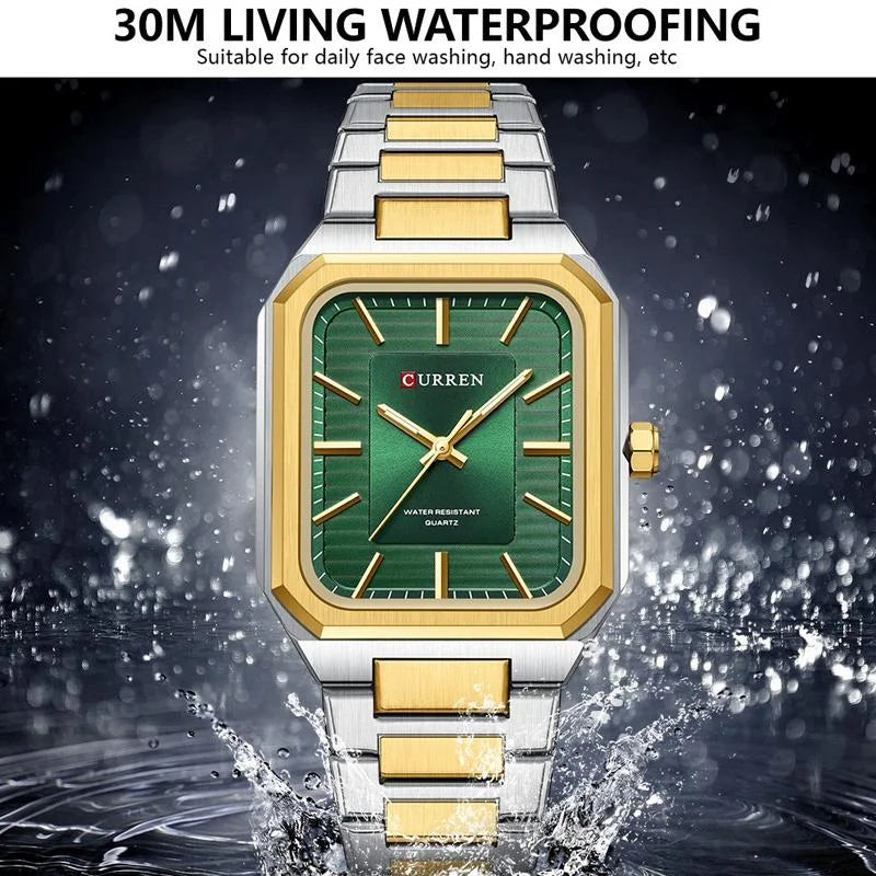 Square Steel Strap Men Quartz Watch - Business Style