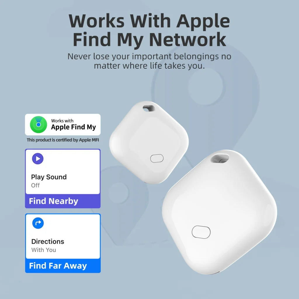 (Square White) Mini GPS Tracker - Apple Find My Enabled Key