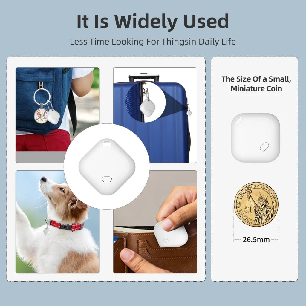 (Square White) Mini GPS Tracker - Apple Find My Enabled Key