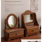 Square Wooden Tabletop Vanity Mirror with Drawer Elegant