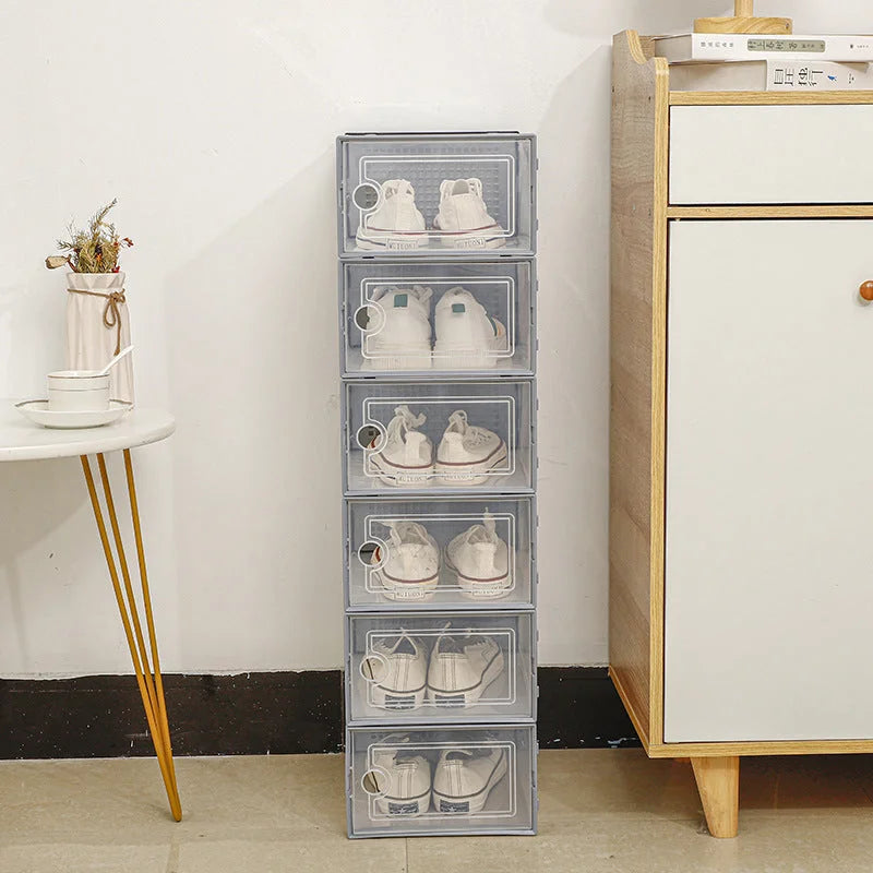 Stackable Shoe Storage Box Set - Transparent Flip-Top