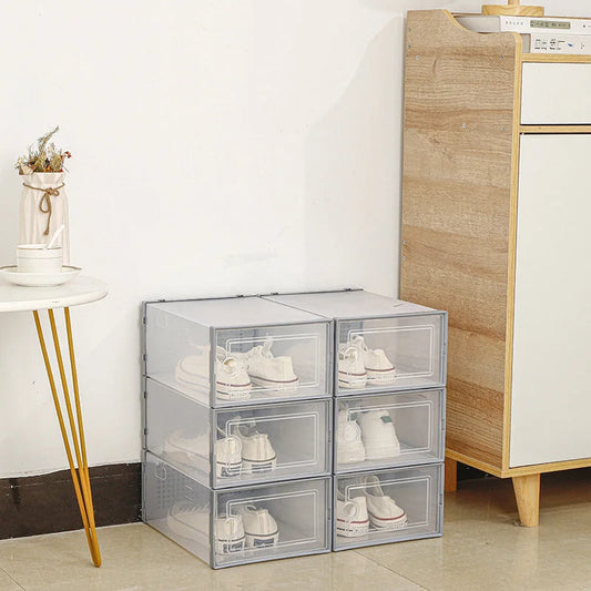Stackable Shoe Storage Box Set - Transparent Flip-Top