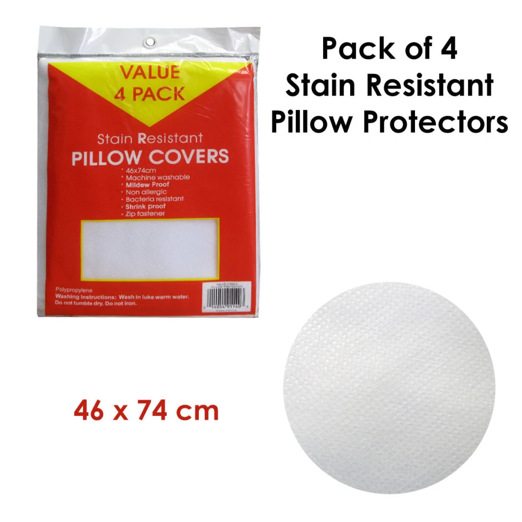 Stain Resistant Pillow Protectors Pack of 4 - Home & Garden