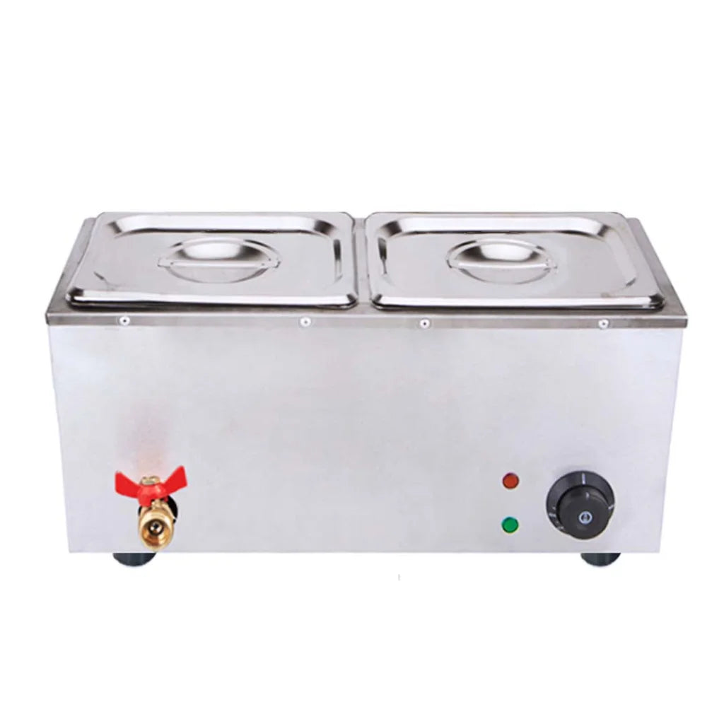 Stainless Steel 2 X 1/2 GN Pan Bain-Marie Food Warmer with Lid - Premium