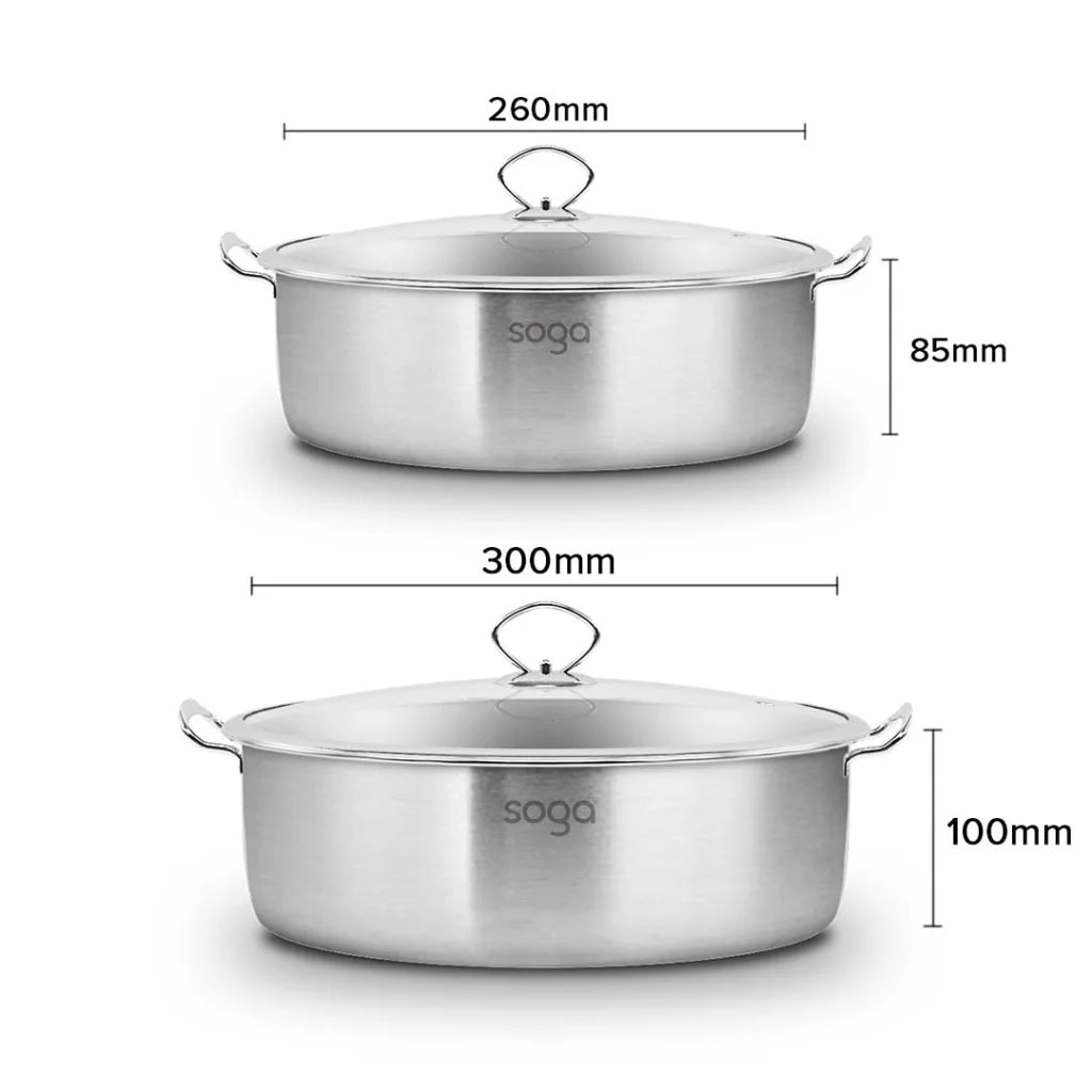 Stainless Steel 26cm & 30cm Casserole with Lid Induction Cookware - Premium