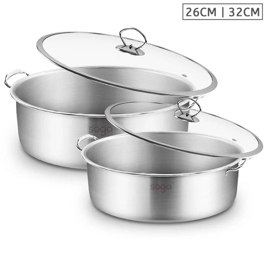 Stainless Steel 26cm & 32cm Casserole with Lid Induction Cookware - Premium