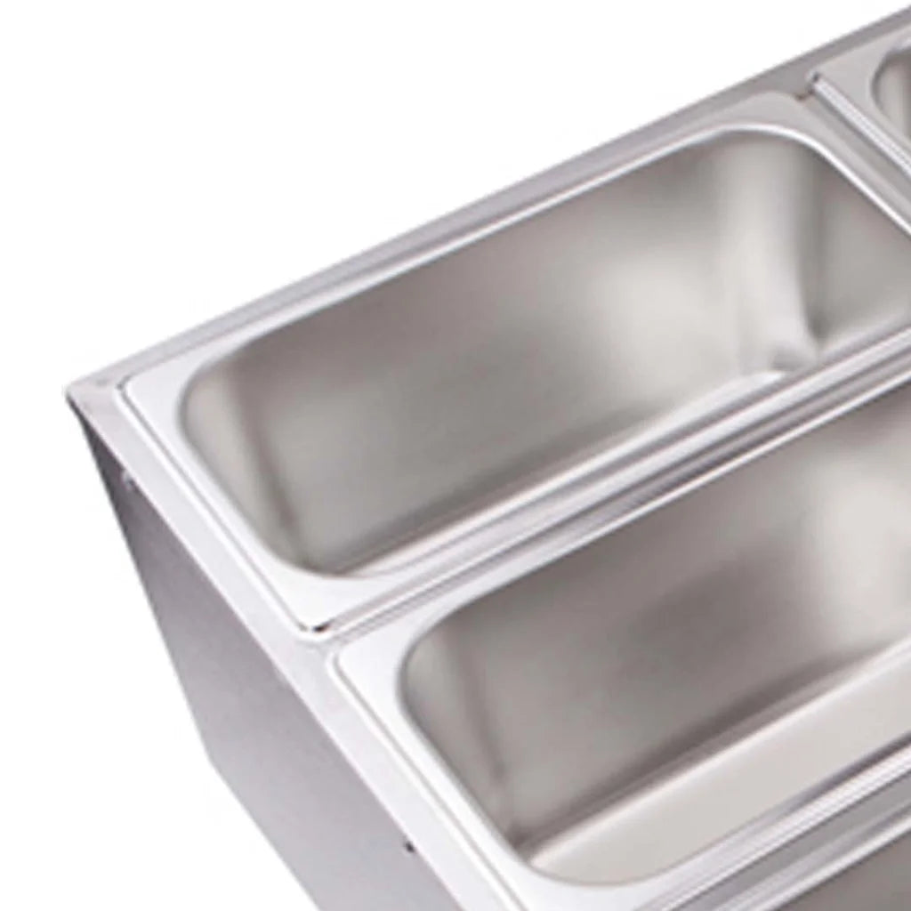 Stainless Steel 3 X 1/2 GN Pan Bain-Marie Food Warmer with Lid - Premium