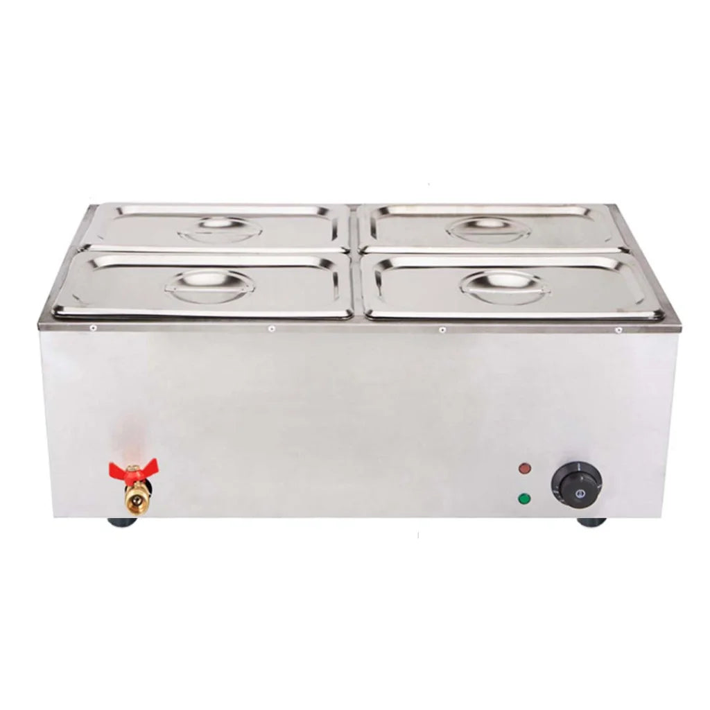 Stainless Steel 4 X 1/2 GN Pan Bain-Marie Food Warmer with Lid - Premium