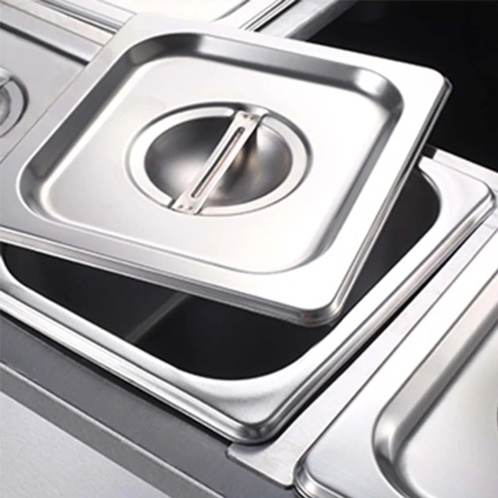 Stainless Steel 6 X 1/3 GN Pan Bain-Marie Food Warmer with Lid - Premium