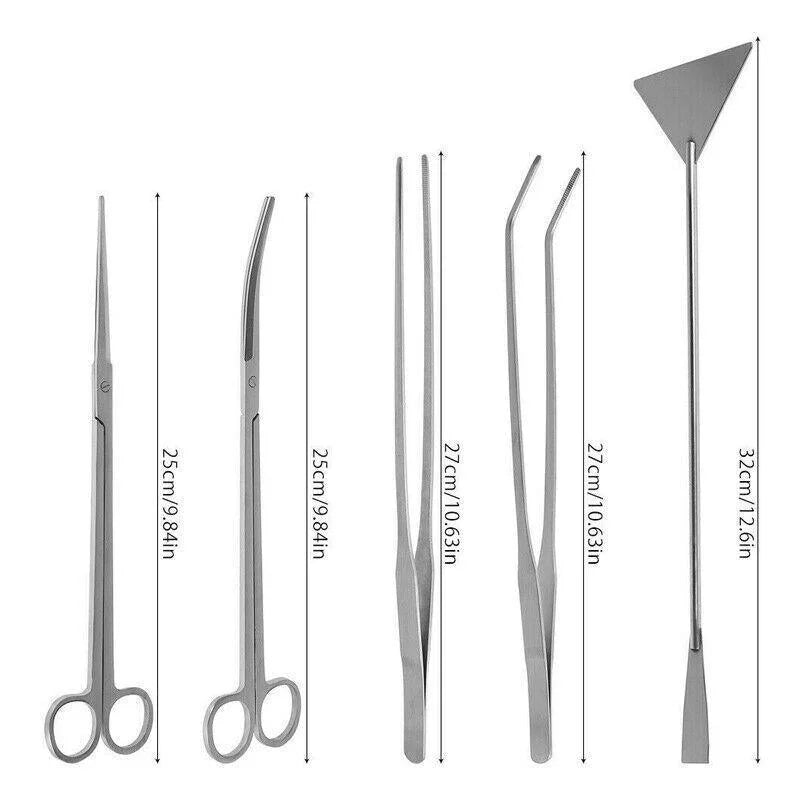 Stainless Steel Aquarium Tool Set Tweezers Scissors Spatula