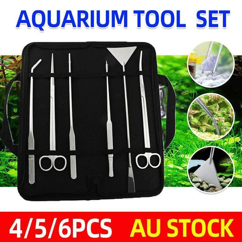 Stainless Steel Aquarium Tool Set Tweezers Scissors Spatula