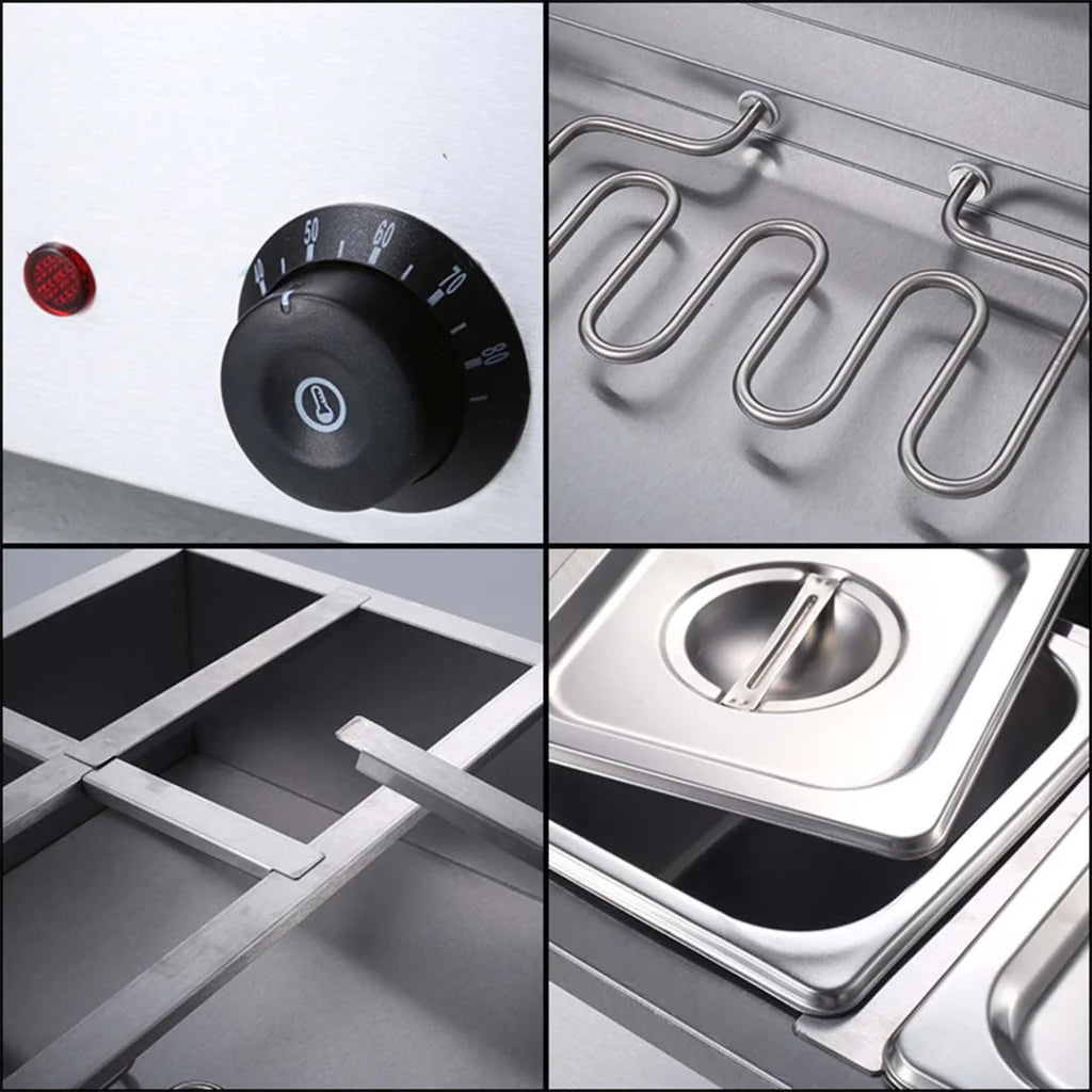 Stainless Steel Bain-Marie Food Warmer Set Premium 2X 3X 1/2 GN Pan with Lid