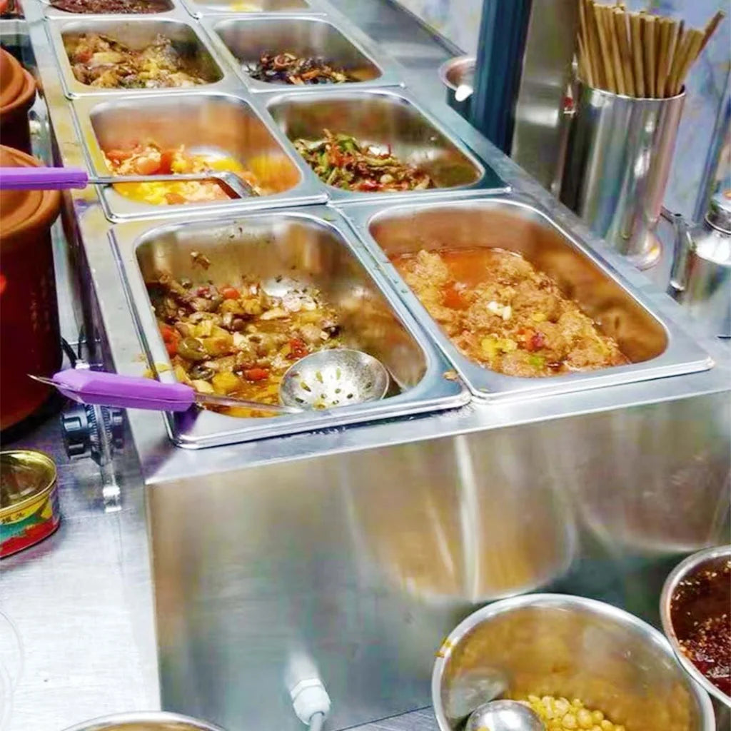 Stainless Steel Bain-Marie Food Warmer Set Premium 2X 4X 1/2 GN Pan with Lid