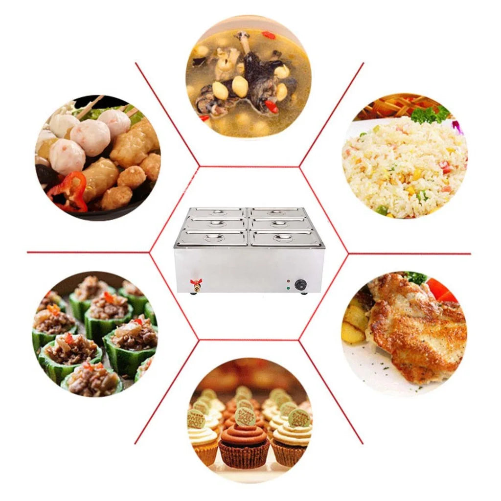 Stainless Steel Bain-Marie Food Warmer Set Premium 2X 4X 1/2 GN Pan with Lid