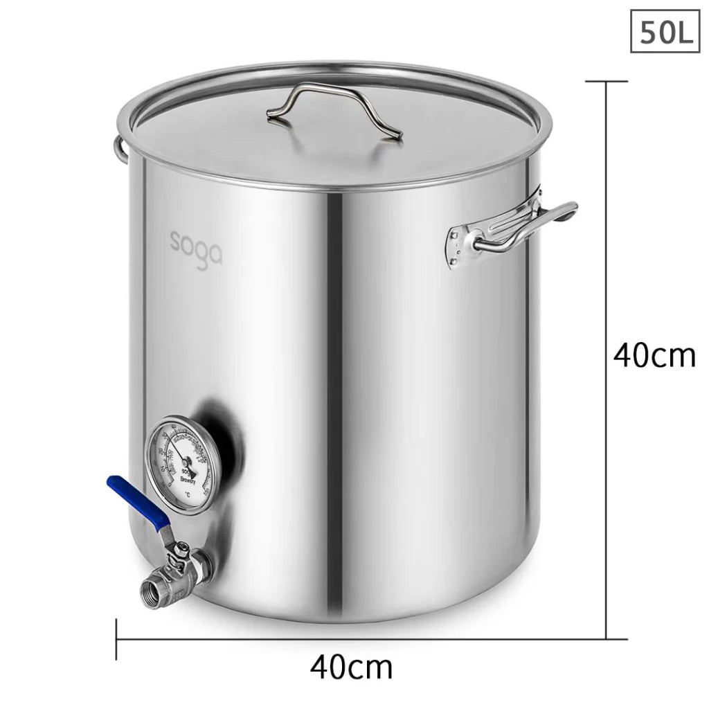 Stainless Steel Brewery Pot 50L with Beer Valve 40*40cm - Premium