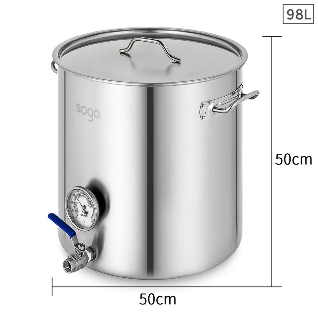 Stainless Steel Brewery Pot 98L with Beer Valve 50*50cm - Premium