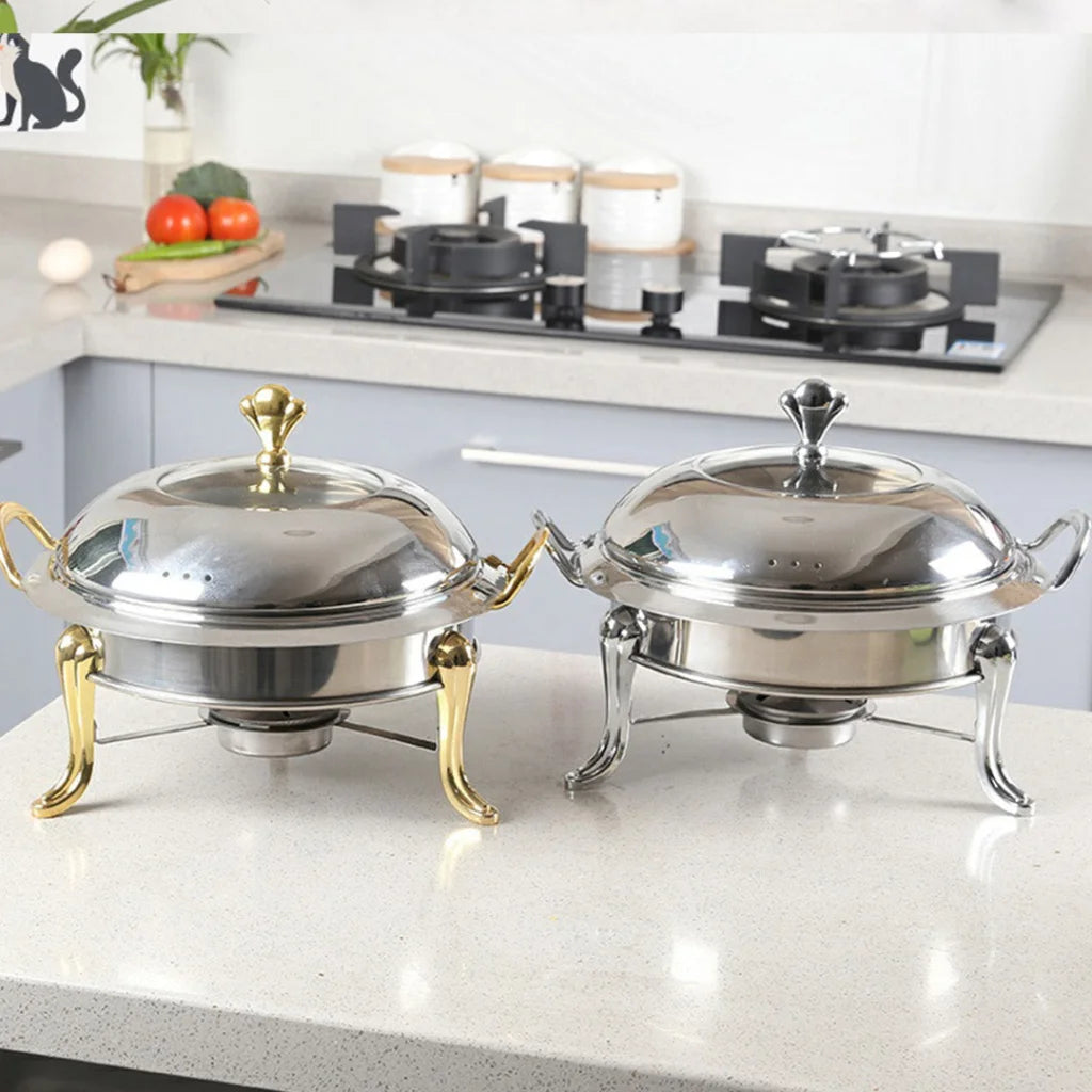 Stainless Steel Buffet Chafing Dish Round Cater Food Warmer Chafer with Glass Top Lid