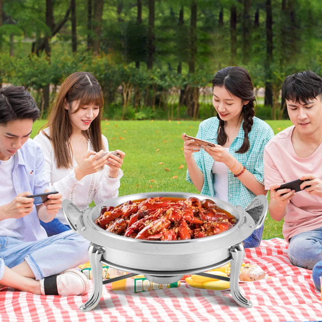 Stainless Steel Buffet Chafing Dish Round Cater Food Warmer Chafer with Glass Top Lid