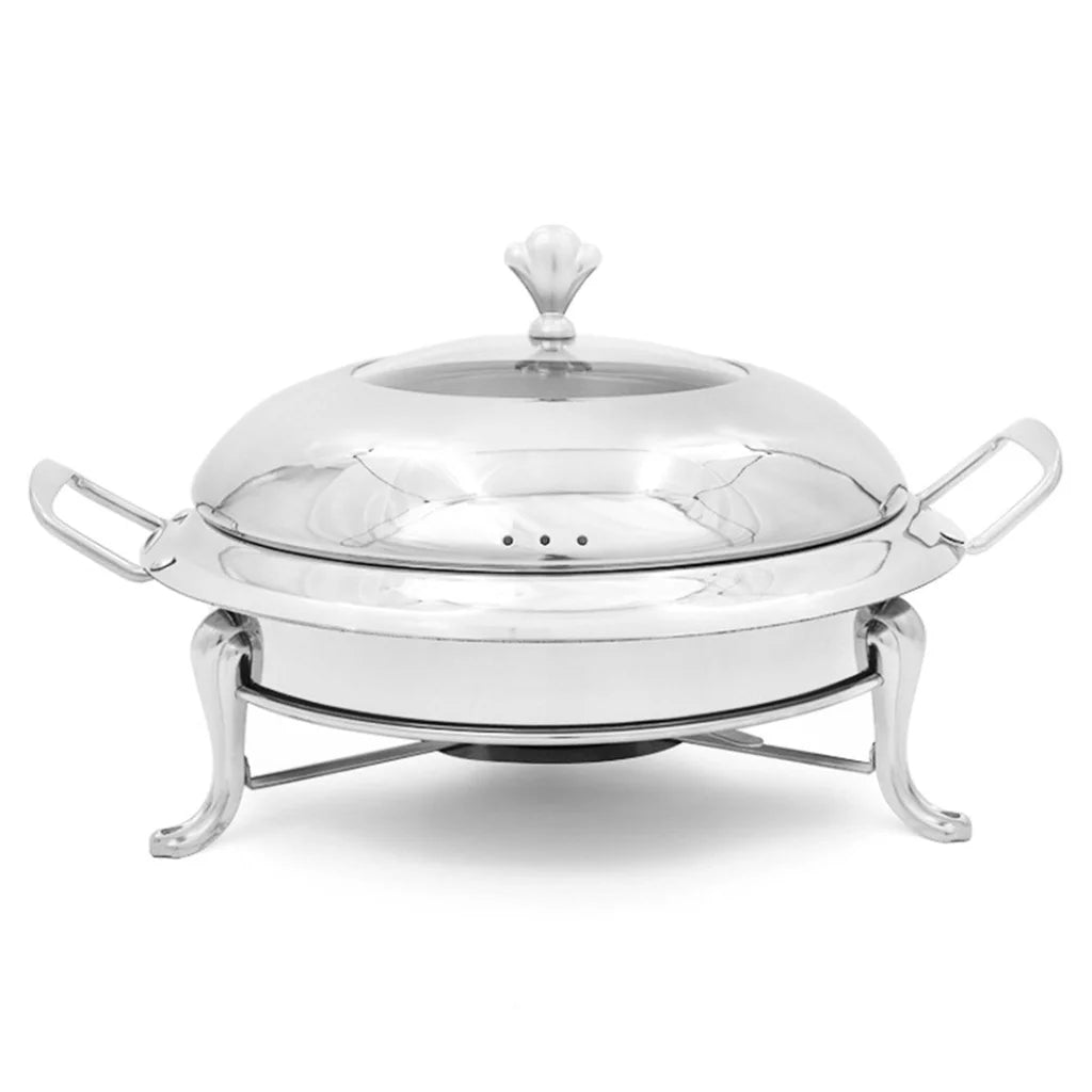 Stainless Steel Buffet Chafing Dish Round Cater Food Warmer Chafer with Glass Top Lid