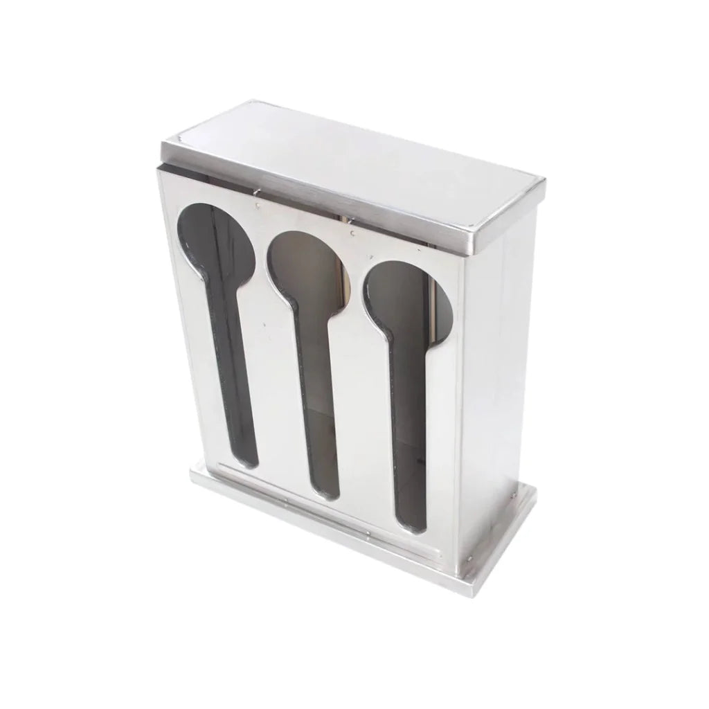 Stainless Steel Buffet Restaurant Spoon Utensil Holder Set of 2 - 3 Holes