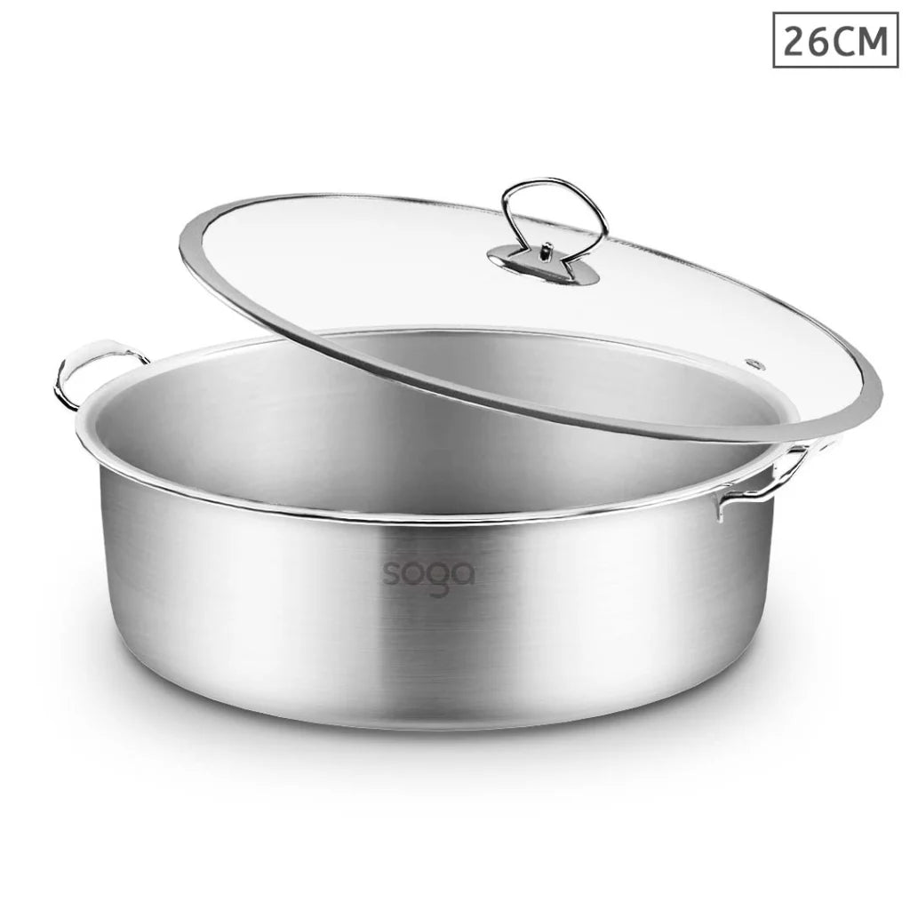 Stainless Steel Casserole 26cm with Lid Induction Cookware - Premium
