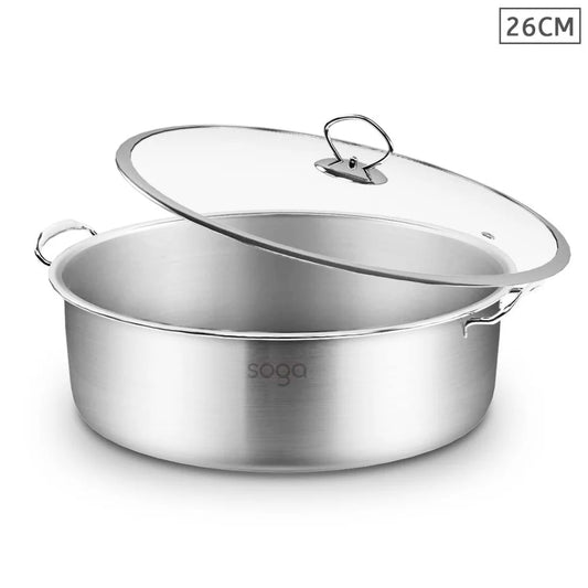 Stainless Steel Casserole 26cm with Lid Induction Cookware - Premium