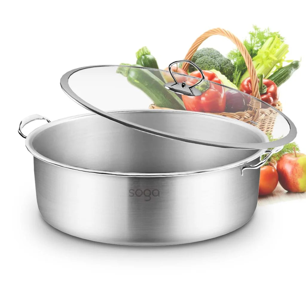 Stainless Steel Casserole 2X 28cm with Lid Induction Cookware