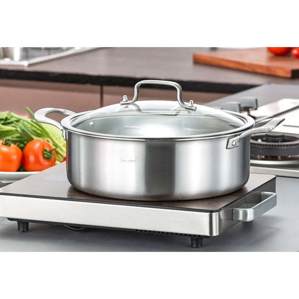 Stainless Steel Casserole 2X 28cm with Lid Induction Cookware