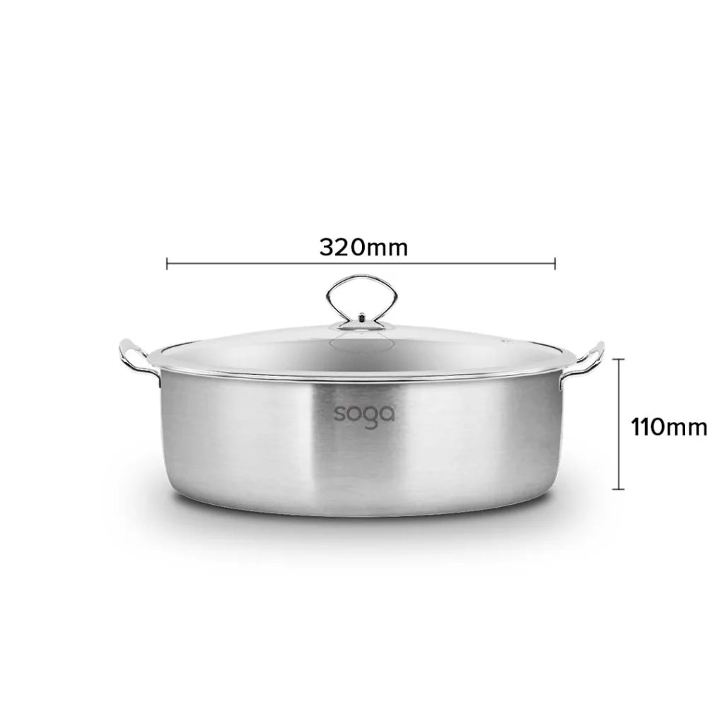 Stainless Steel Casserole 32cm with Lid Induction Cookware - Premium