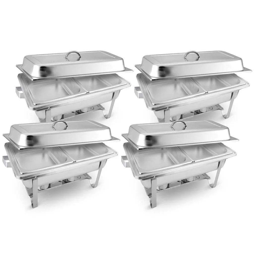 Stainless Steel Chafing Dish Set Premium 4X 4.5L Dual Tray Food Warmer for Catering