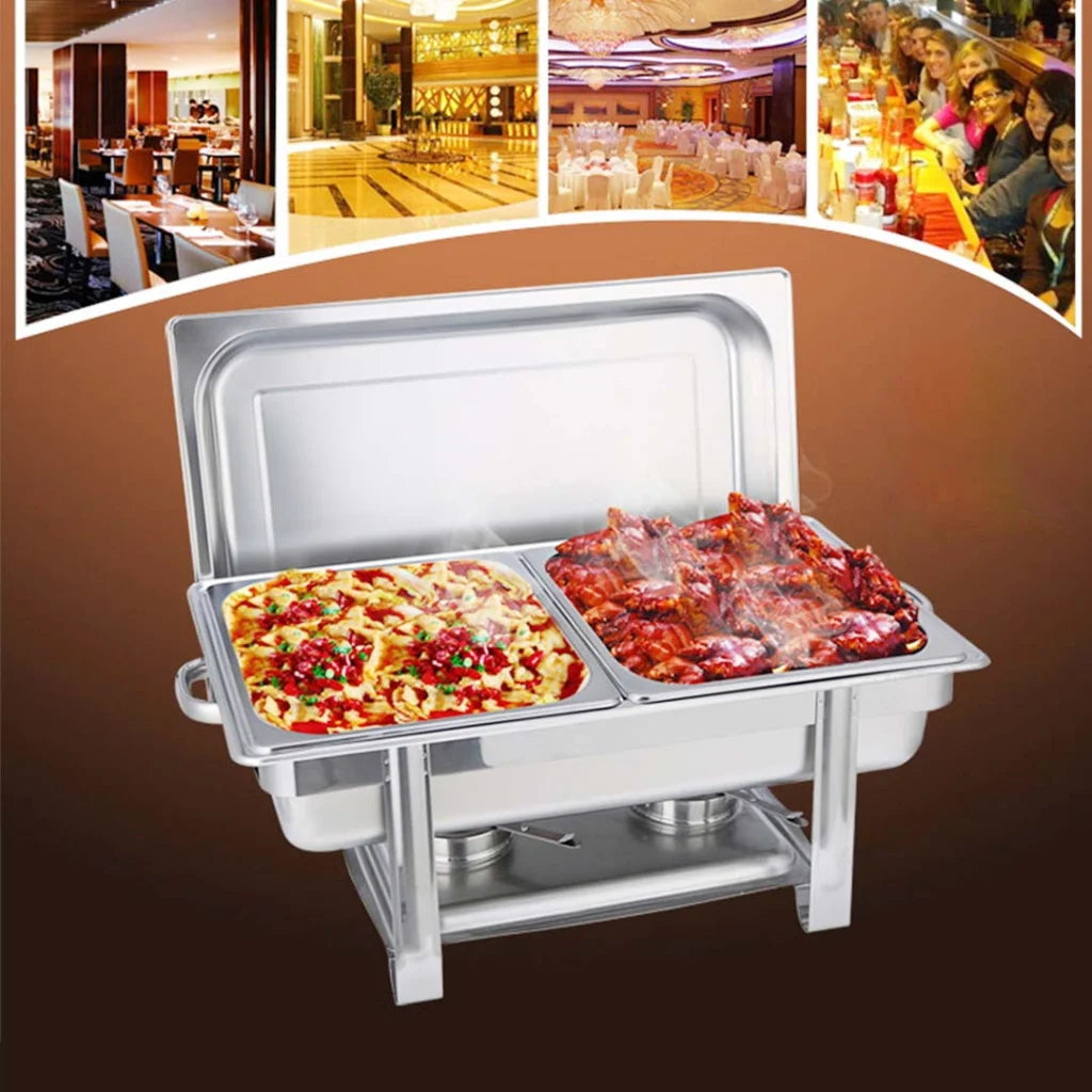 Stainless Steel Chafing Dish Set Premium 4X Double Tray Food Warmer for Catering