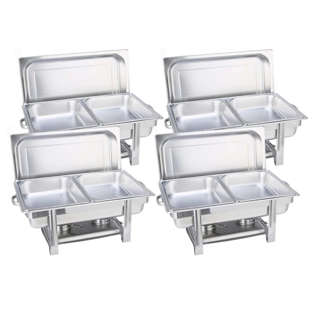 Stainless Steel Chafing Dish Set Premium 4X Double Tray Food Warmer for Catering