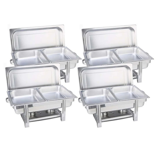 Stainless Steel Chafing Dish Set Premium 4X Double Tray Food Warmer for Catering