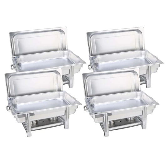 Stainless Steel Chafing Dish Set Premium 4X Single Tray Food Warmer for Catering