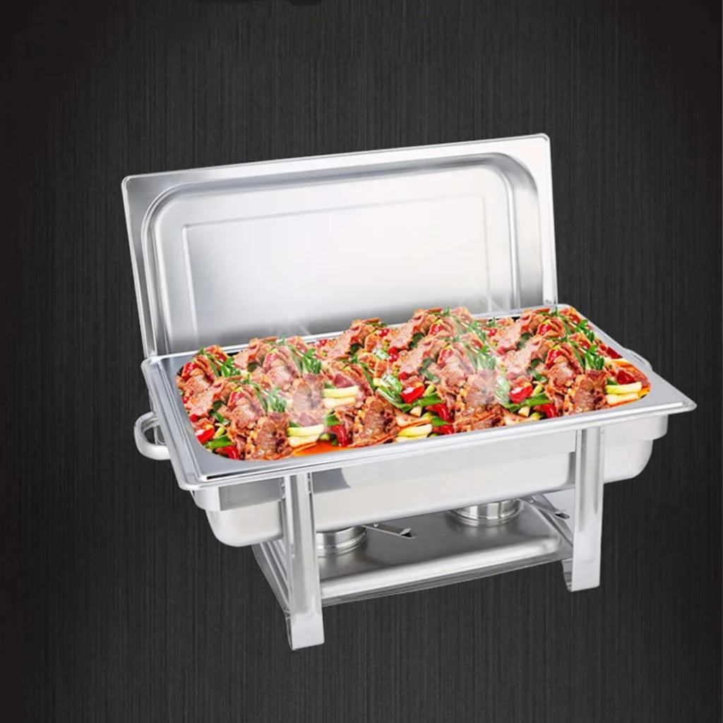 Stainless Steel Chafing Dish Set Premium 4X Single Tray Food Warmer for Catering