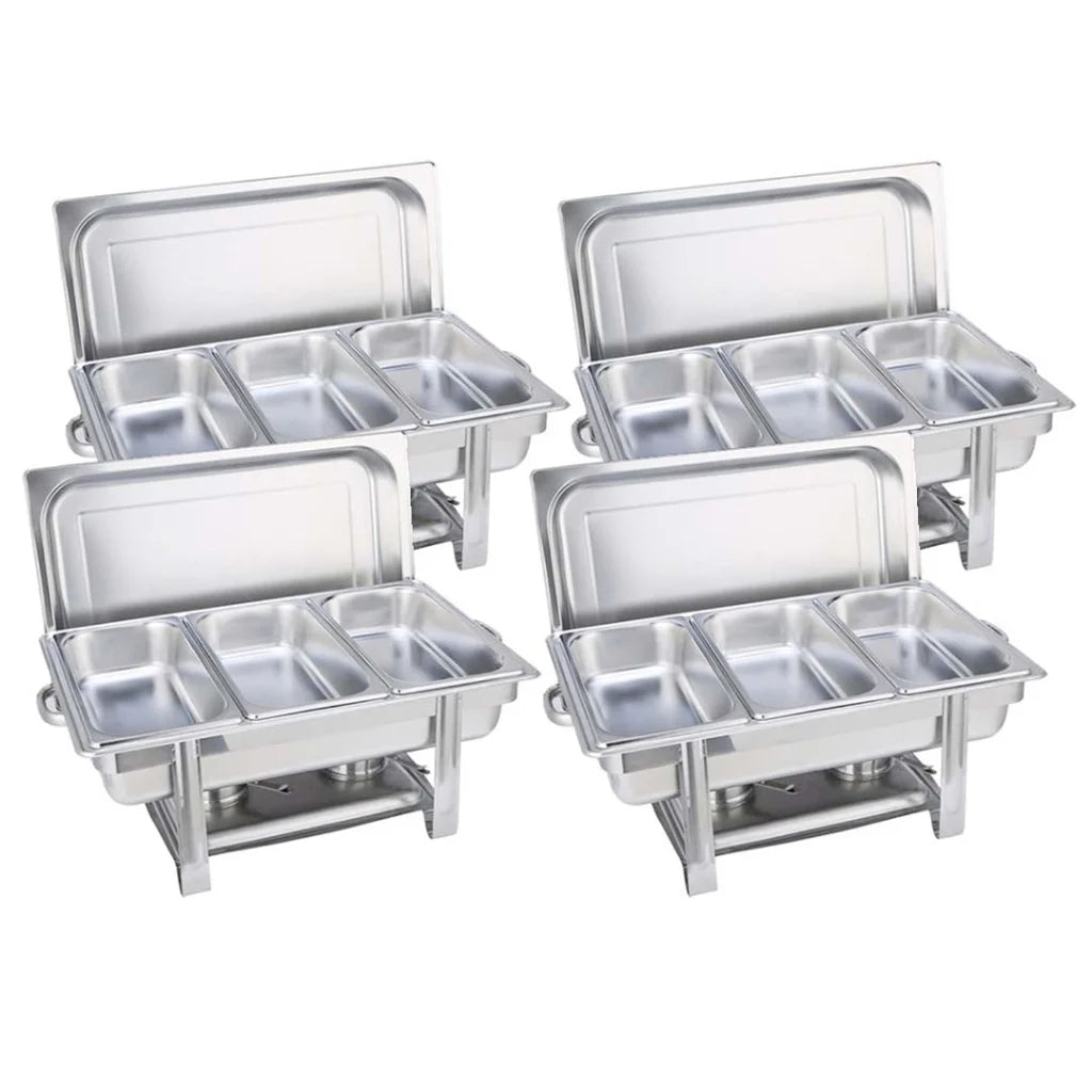 Stainless Steel Chafing Dish Set Premium 4X Triple Tray Food Warmer for Catering