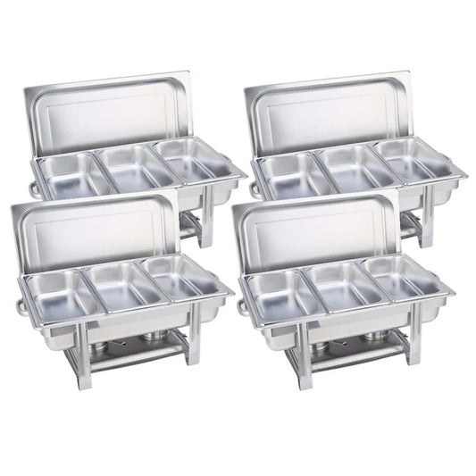 Stainless Steel Chafing Dish Set Premium 4X Triple Tray Food Warmer for Catering