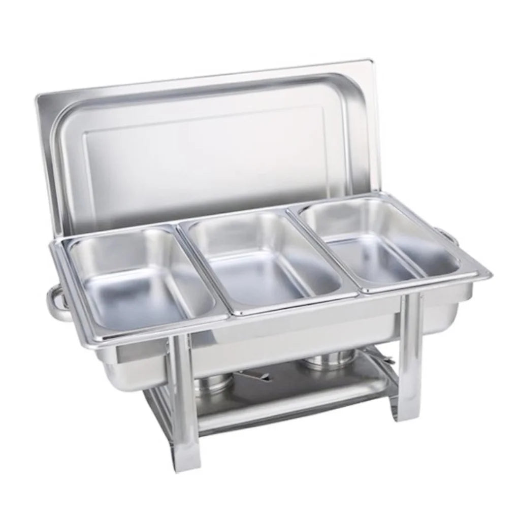 Stainless Steel Chafing Dish Triple Tray Food Warmer Catering - Premium