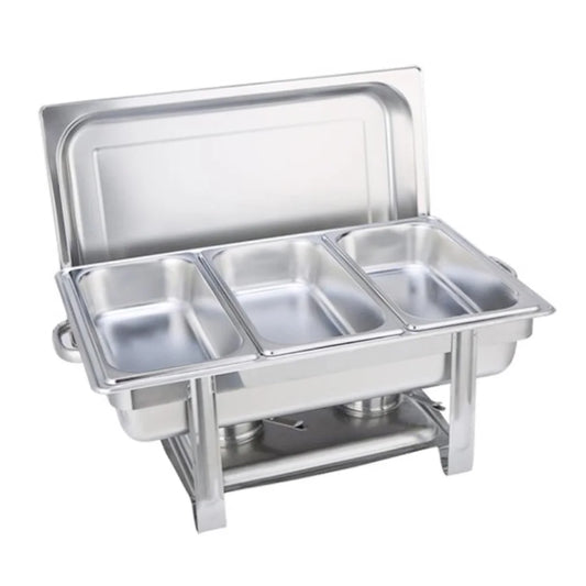 Stainless Steel Chafing Dish Triple Tray Food Warmer Catering - Premium