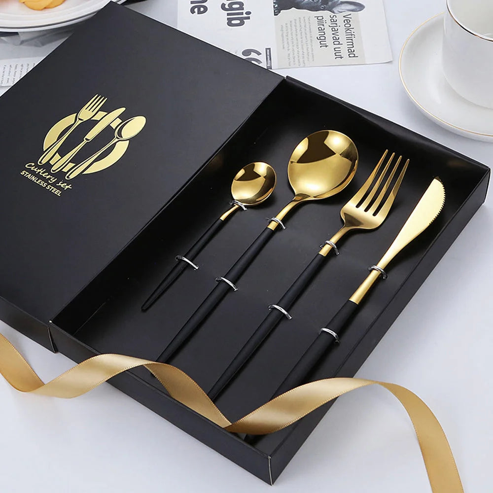 Stainless Steel Cutlery Set Spoon Fork Knife 4 Pcs