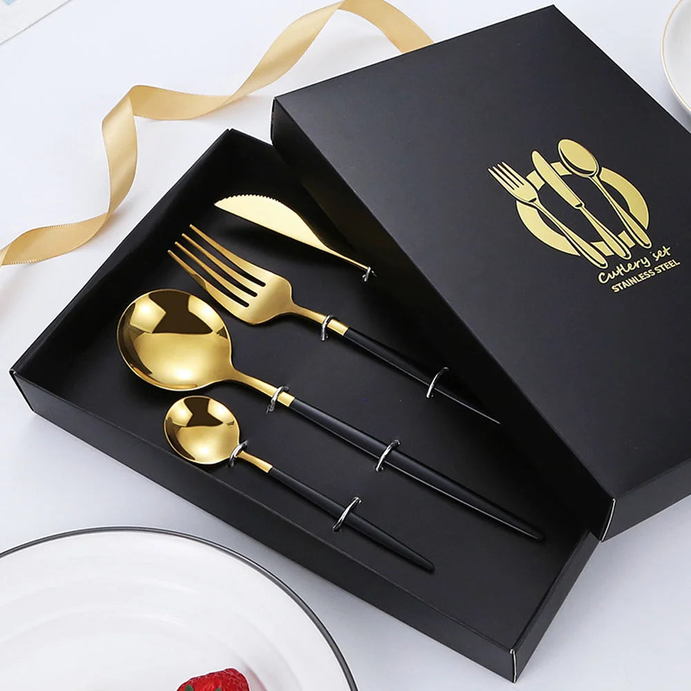 Stainless Steel Cutlery Set Spoon Fork Knife 4 Pcs