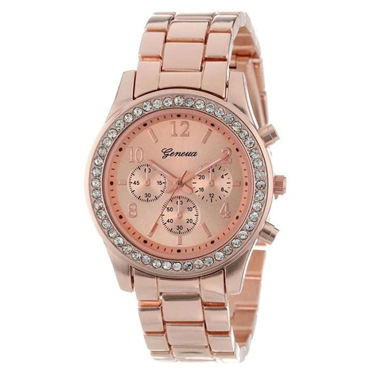 Stainless Steel Diamond Women Belt Watch - Alloy - Gold