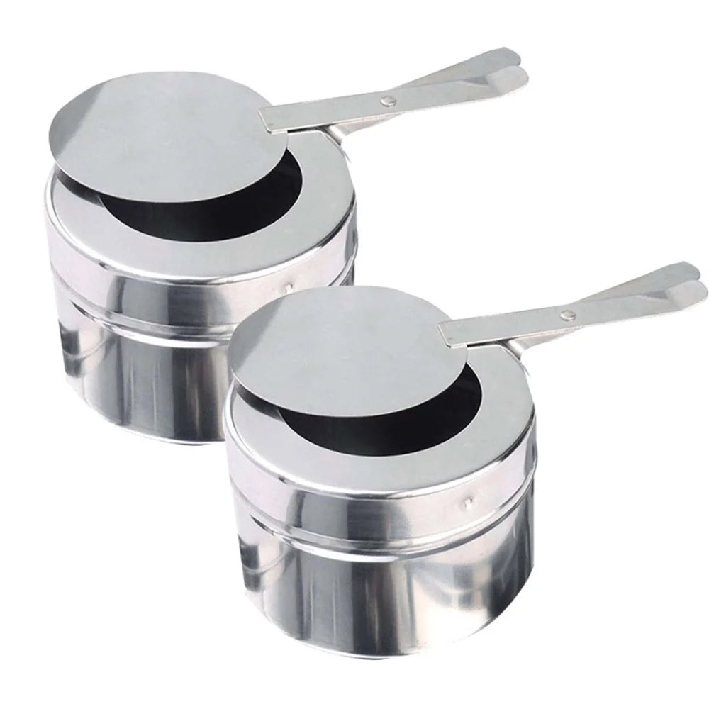Stainless Steel Double Soup Tureen Bowl Station Set of 2 with Roll Top Buffet Chafing Dish - 6.5L