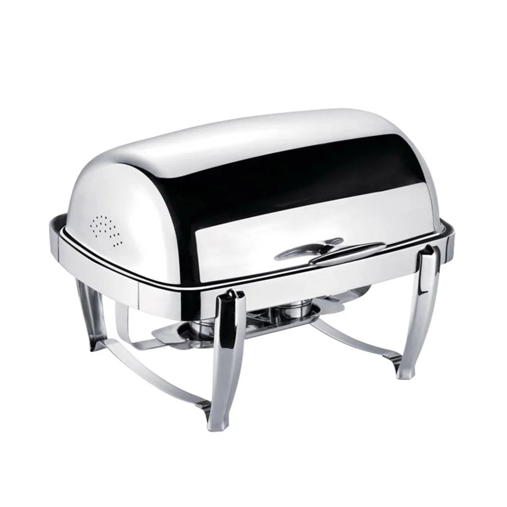 Stainless Steel Double Soup Tureen Bowl Station Set of 2 with Roll Top Buffet Chafing Dish Server - 6.5L