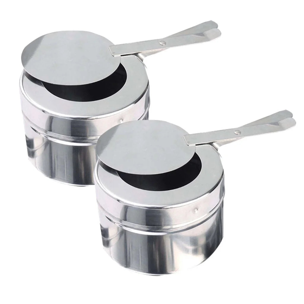 Stainless Steel Double Soup Tureen Bowl Station Set of 2 with Roll Top Buffet Chafing Dish Server - 6.5L