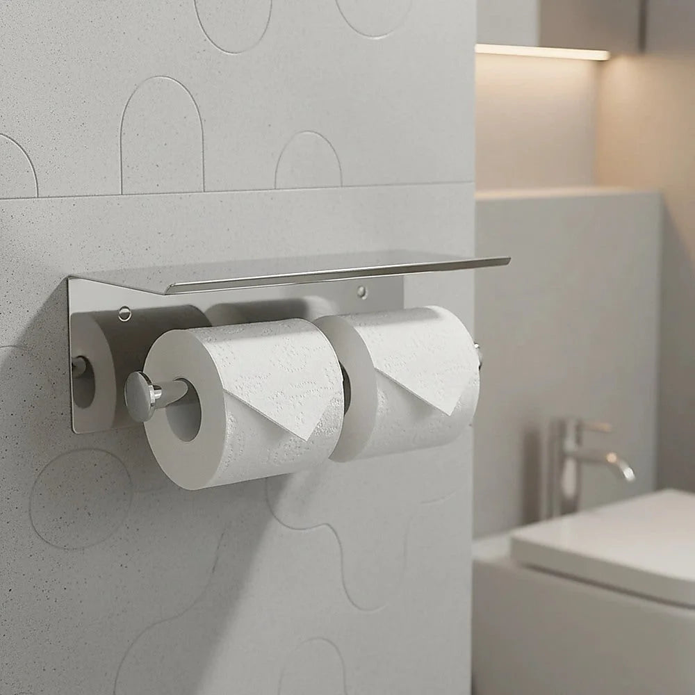 Stainless Steel Double Toilet Paper Holder Towel Roll